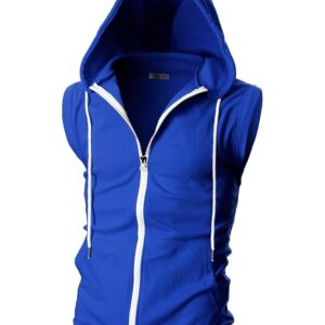 Blue sleevless Hoodie